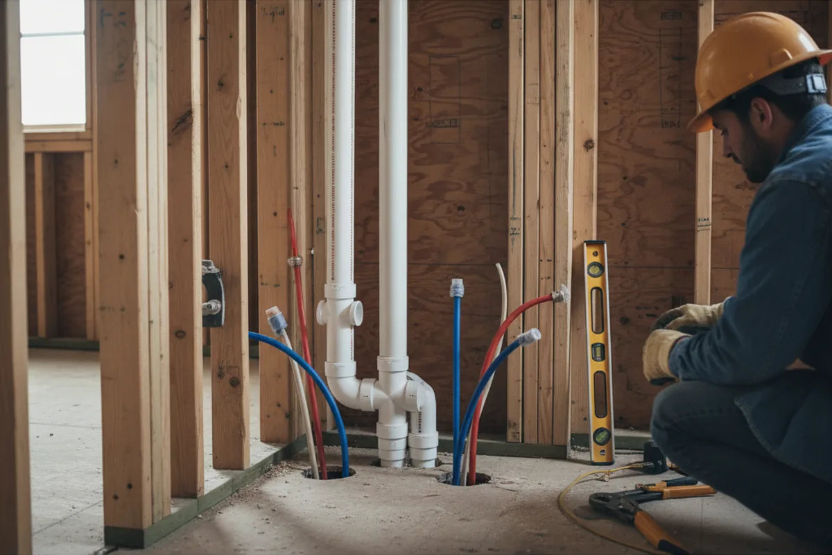 Drain and supply rough-in during Toilet Repair and Installation in Guy
